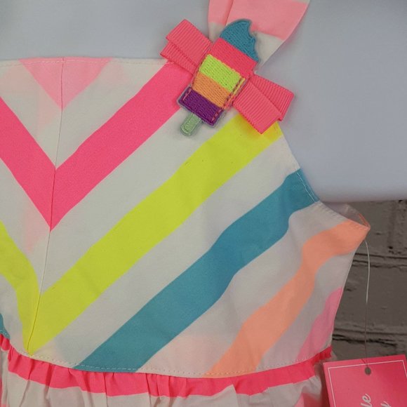 GYMBOREE'POPSICLE PARTY' EMBROIDERED POPSICLE CHEVRON STRIPE SUN DRESS & BLOOMER - Picture 8 of 16